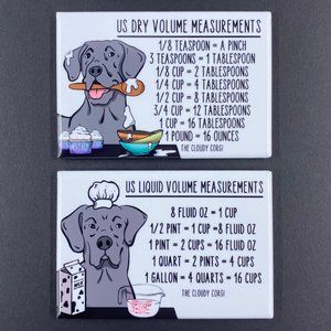 Blue Great Dane Dog Measuring Chart Magnet Set Kitchen Cooking and Baking Guide